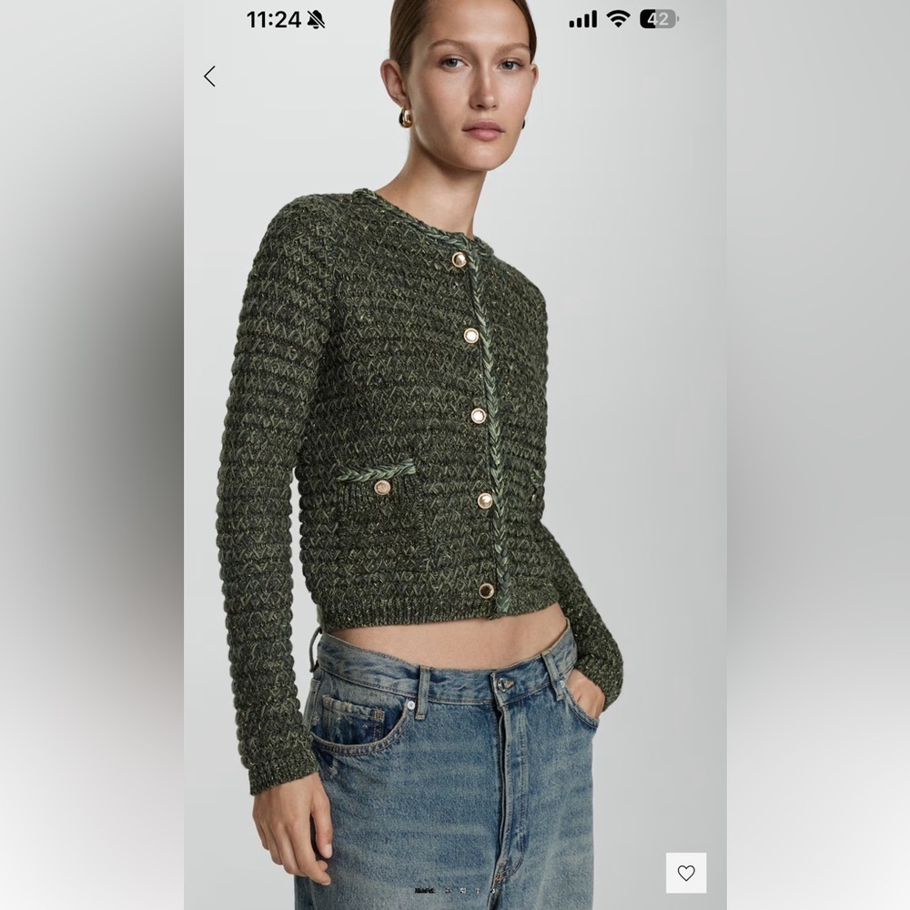 MANGO LUREX CHUNKY-KNIT CARDIGAN SIZE XS NWT